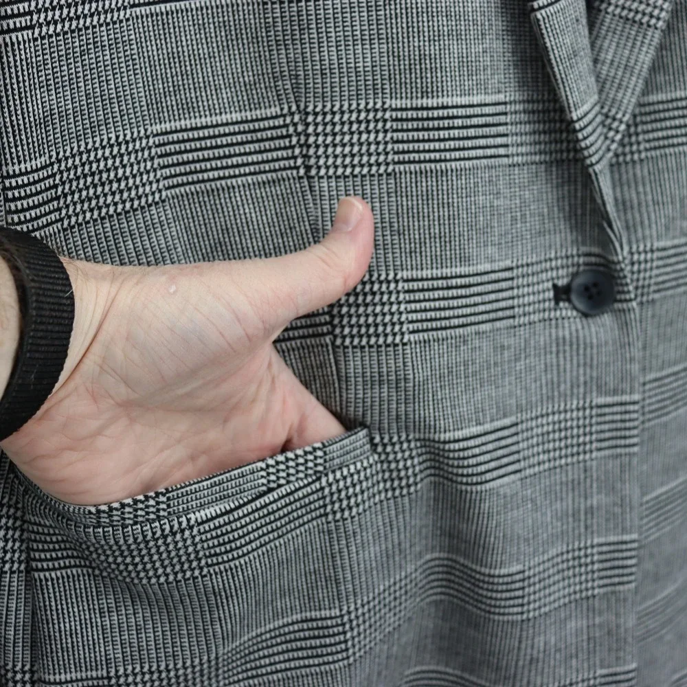 Old Navy Plaid Blazer Mens XXL Gray Black Career Office Casual Jacket‎ Preppy